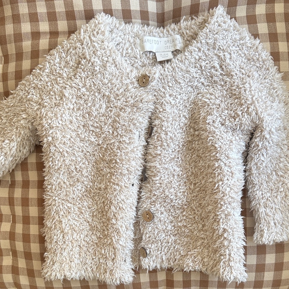 Barefoot Dreams Kids Fuzzy Beige Sweater